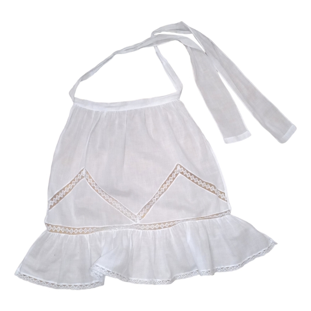 Vintage White Lace & Cotton Apron